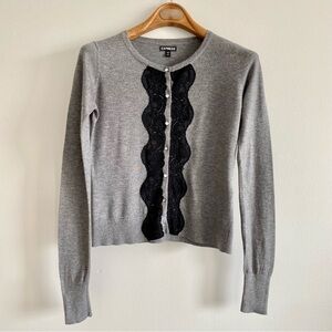 Express Grey & Black Lace Cardigan Sweater Size Small